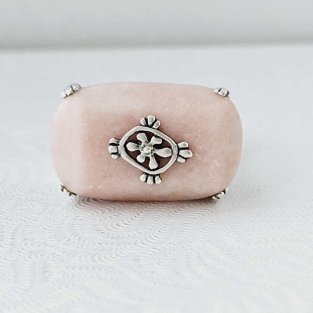 Silpada Sterling Silver Pink Soapstone Très Chic Ring R2205 Size 8.25